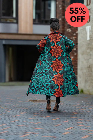 Zola Green And Red Duster Jacket Dresses