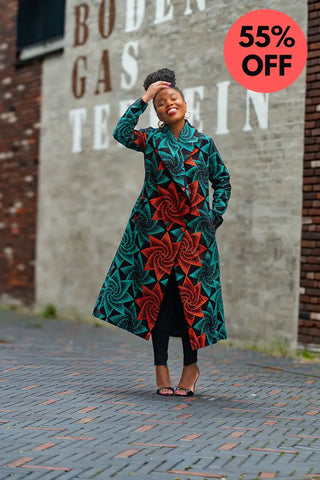 Zola Green And Red Duster Jacket Dresses