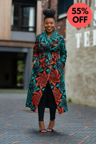 Zola Green And Red Duster Jacket Dresses