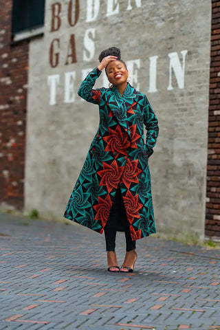 Zola Green And Red Duster Jacket Dresses