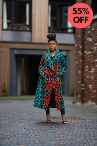 Zola Green And Red Duster Jacket Dresses