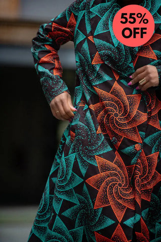 Zola Green And Red Duster Jacket Dresses