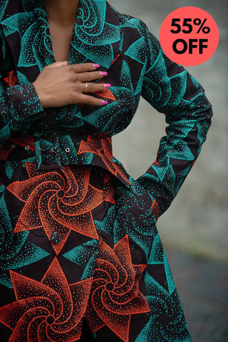 Zola Green And Red Duster Jacket Dresses