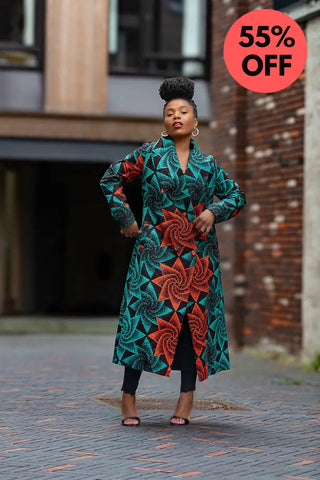 Zola Green And Red Duster Jacket Dresses