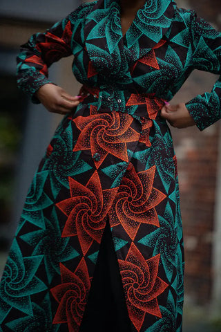 Zola Green And Red Duster Jacket Dresses