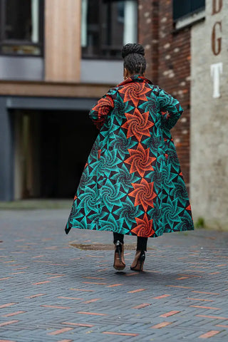 Zola Green And Red Duster Jacket Dresses