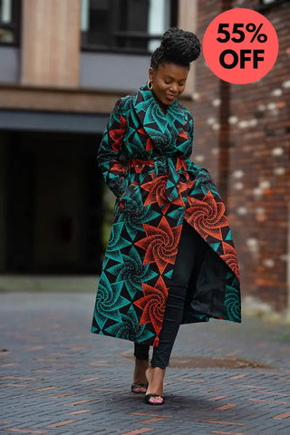 Zola Green And Red Duster Jacket Dresses