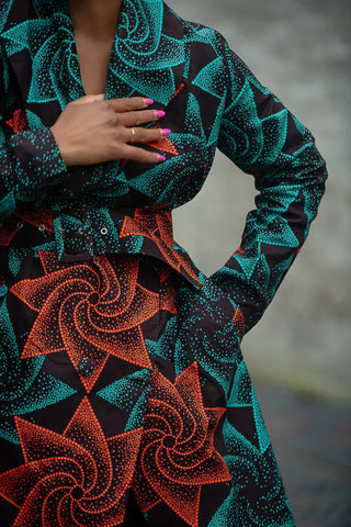 Zola Green And Red Duster Jacket Dresses