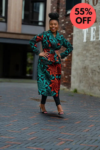 Zola Green And Red Duster Jacket Dresses