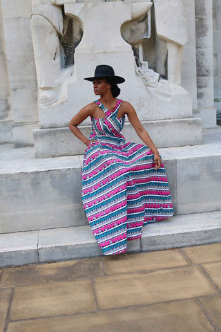 SERENA MULTI COLORED STRIPED MAXI DRESS