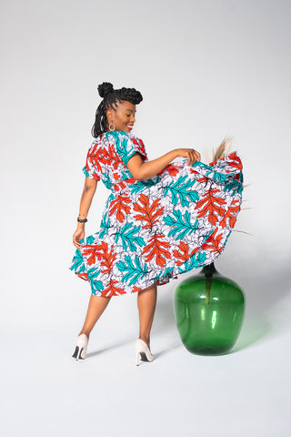 LAILA GREEN AND RED DRESS