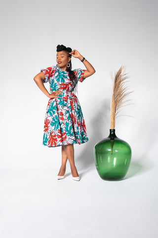 LAILA GREEN AND RED DRESS