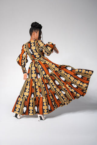 CLARISSA BROWN SMOCKED SLEEVE DRESS