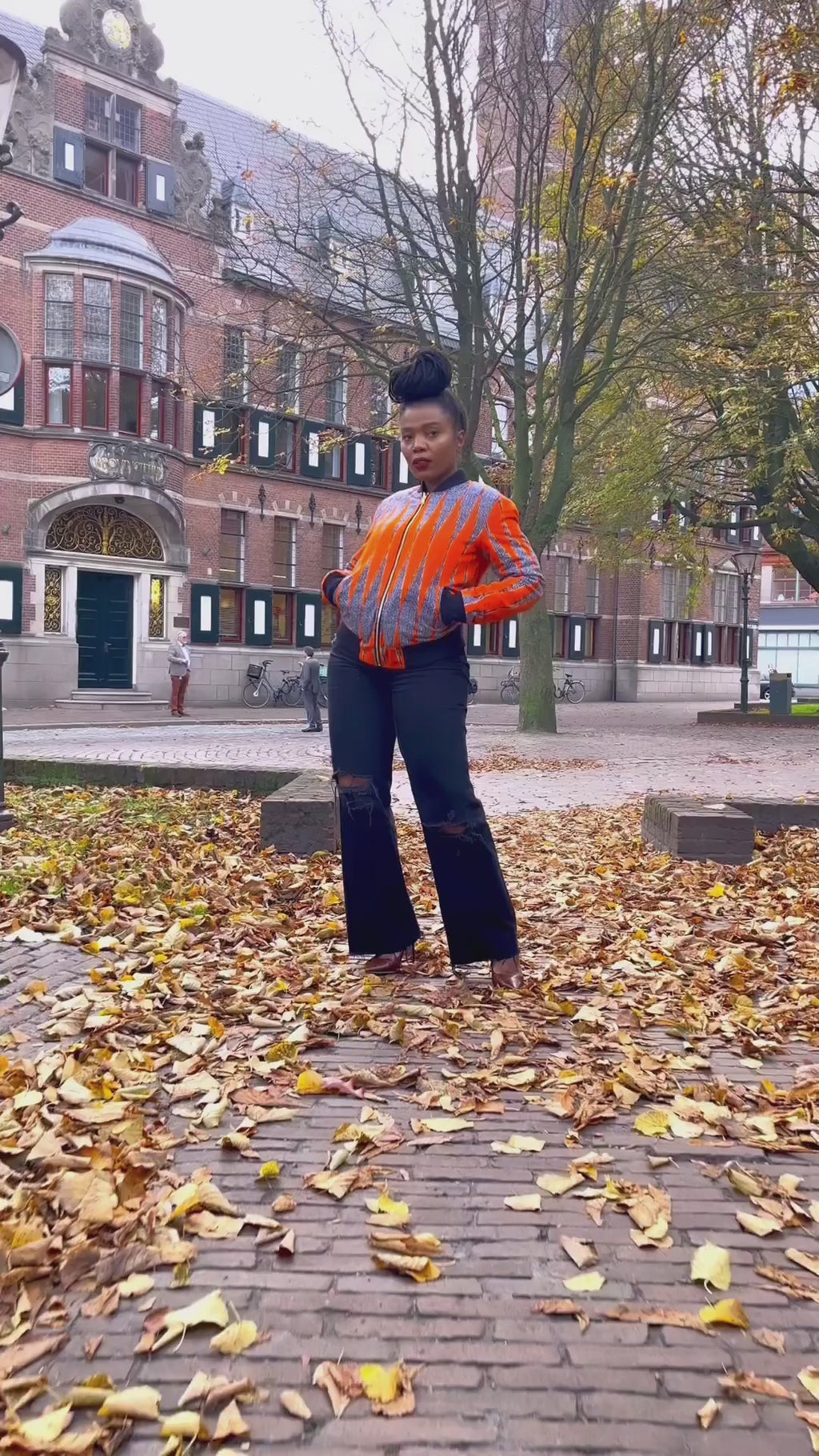 Amma Multi Way Blue and Orange Bomber Jacket