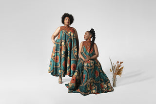 ABEBA GREEN FLARE MAXI DRESS