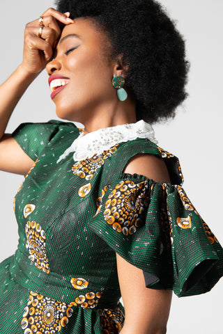 RUBY GREEN LACE COLLAR DRESS