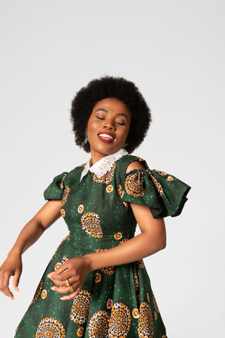 RUBY GREEN LACE COLLAR DRESS