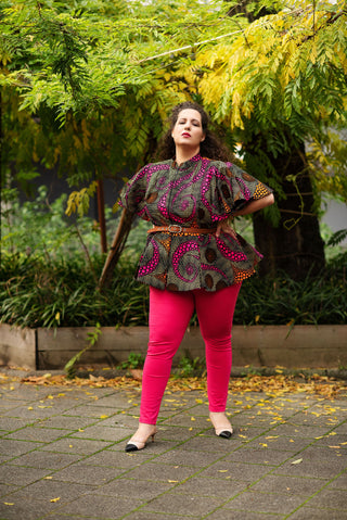 HANNA PEPLUM AFRICAN PRINT TOP