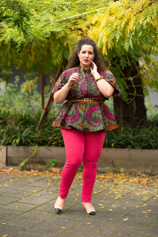 HANNA PEPLUM AFRICAN PRINT TOP