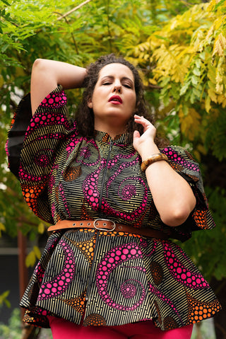 HANNA PEPLUM AFRICAN PRINT TOP