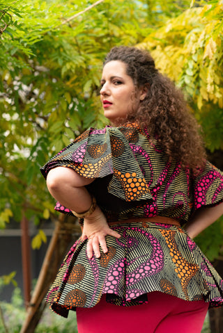 HANNA PEPLUM AFRICAN PRINT TOP