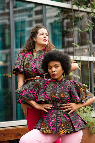 HANNA PEPLUM AFRICAN PRINT TOP