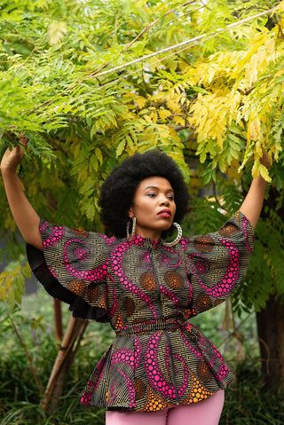 HANNA PEPLUM AFRICAN PRINT TOP