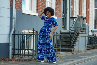 CHARO BLUE AFRICAN PRINT JUMPSUIT