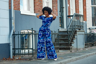 CHARO BLUE AFRICAN PRINT JUMPSUIT