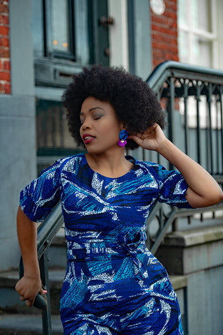 CHARO BLUE AFRICAN PRINT JUMPSUIT