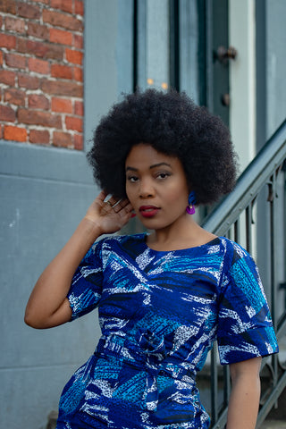 CHARO BLUE AFRICAN PRINT JUMPSUIT