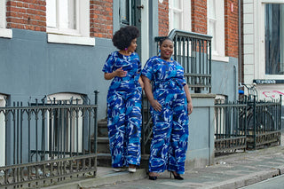 CHARO BLUE AFRICAN PRINT JUMPSUIT