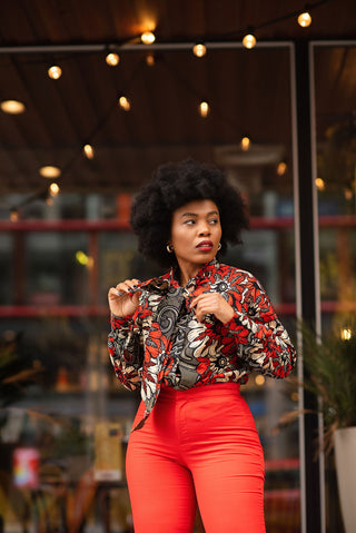 SESAN RED AFRICAN PRINT SHIRT