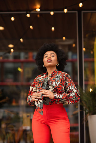 SESAN RED AFRICAN PRINT SHIRT