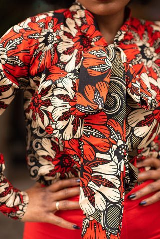 SESAN RED AFRICAN PRINT SHIRT