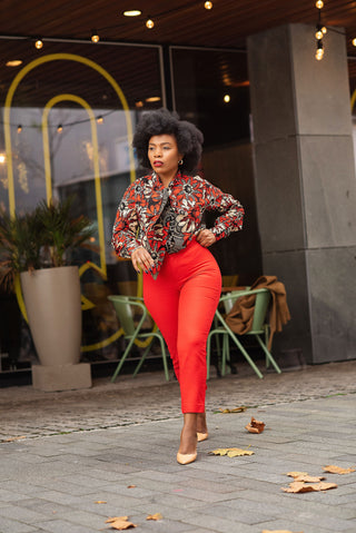 SESAN RED AFRICAN PRINT SHIRT
