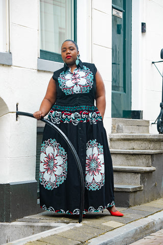 CAIRO BLACK ANKARA MAXI DRESS