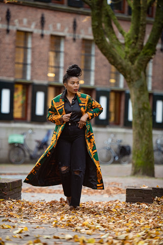 ZOLA GREEN AND ORANGE DUSTER JACKET