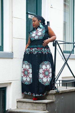 CAIRO BLACK ANKARA MAXI DRESS