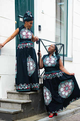 CAIRO BLACK ANKARA MAXI DRESS