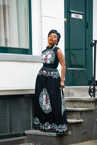 CAIRO BLACK ANKARA MAXI DRESS
