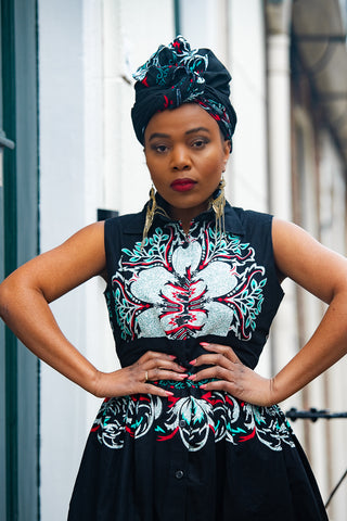 CAIRO BLACK ANKARA MAXI DRESS