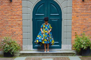 KENYA YELLOW AND BLUE HI LOW DRESS