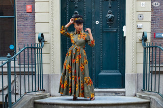 NYLAH KHAKI GREEN AND ORANGE HEADWRAP