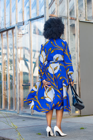 JULIA LONG SLEEVE MIDI BLUE DRESS