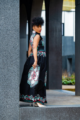 CAIRO BLACK ANKARA MAXI DRESS