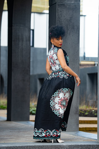 CAIRO BLACK ANKARA MAXI DRESS