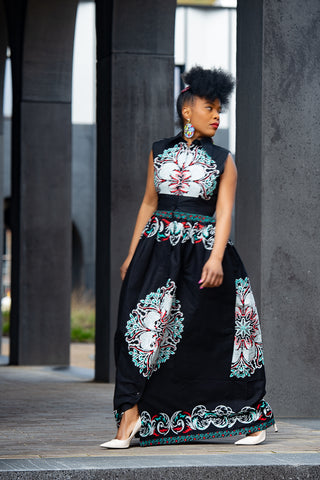 CAIRO BLACK ANKARA MAXI DRESS