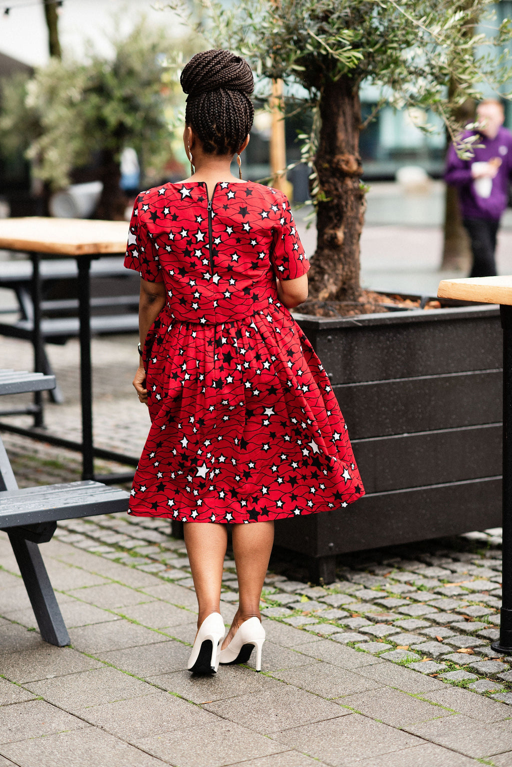 Teju red and white skirt set.