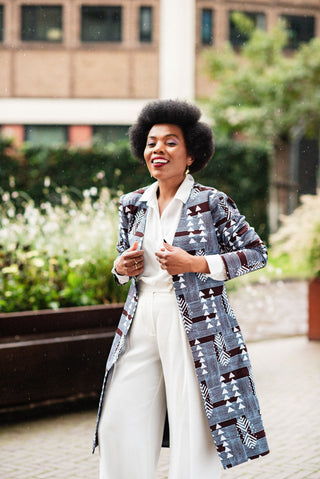 HAZEL GREY AFRICAN PRINT JACKET